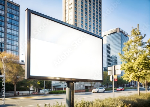 Billboard in city or urban area, ideal for advertising and promotional campaigns, blank bill board, copy space