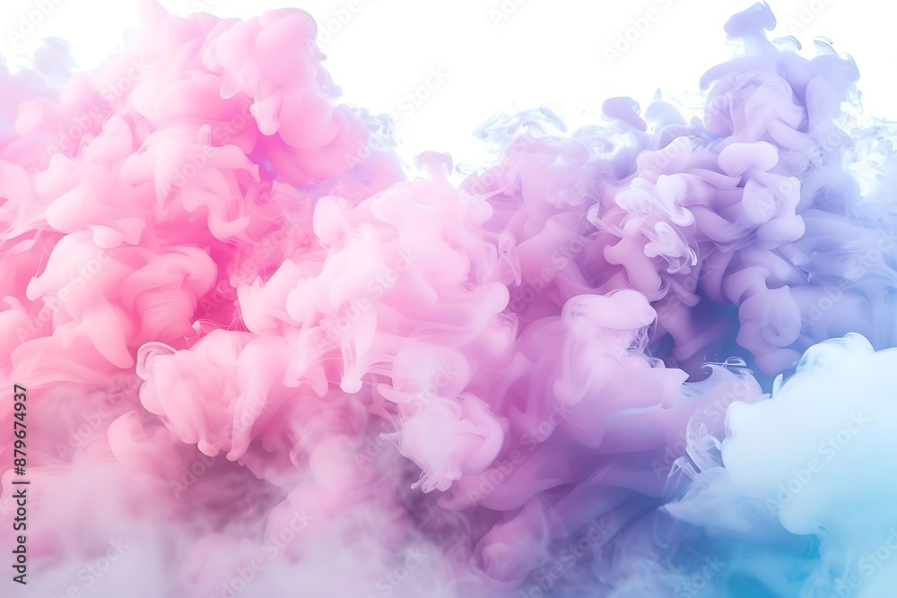 Abstract Background Image of Pink and Blue Smoke Swirling in White