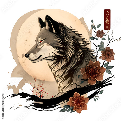 A wolf design in okami style photo