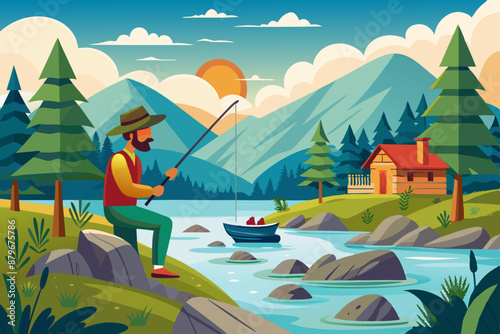 Fisherman by the River stock illustration © atilgan