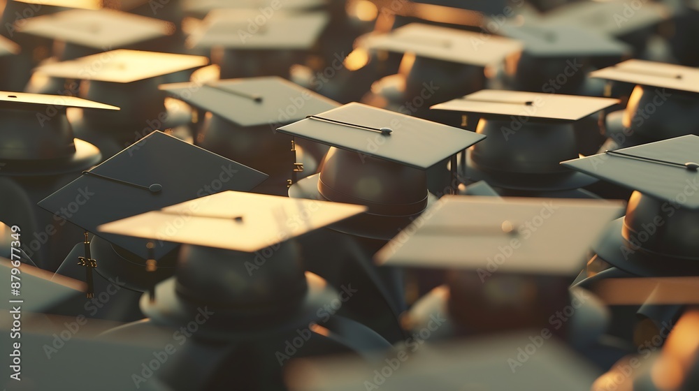 Large group of graduation caps during commencement : Generative AI Large group of graduation caps during commencement : Generative AI