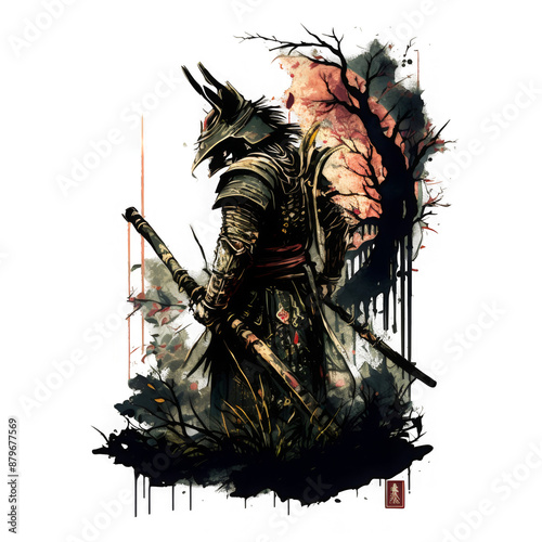 A design of a samurai worrior in okami style