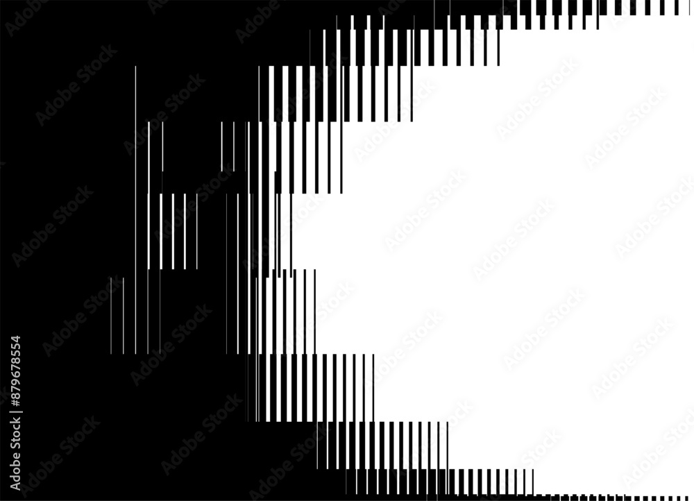 Black and white striped pattern with broken lines. Transition between colors. Modern vector background from abstract pixels Black and white striped pattern with broken lines. Transition between colors. Modern vector background from abstract pixels