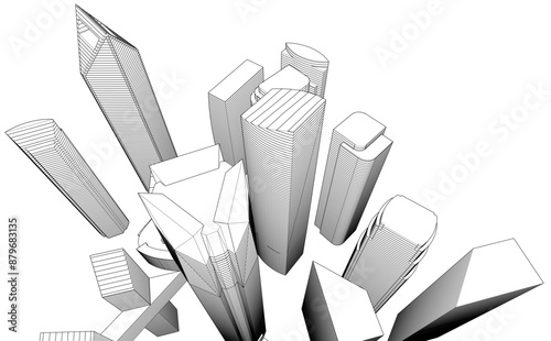 city architecture vector 3d illustration