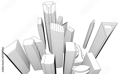 city architecture vector 3d illustration