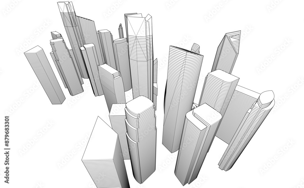 city architecture vector 3d illustration