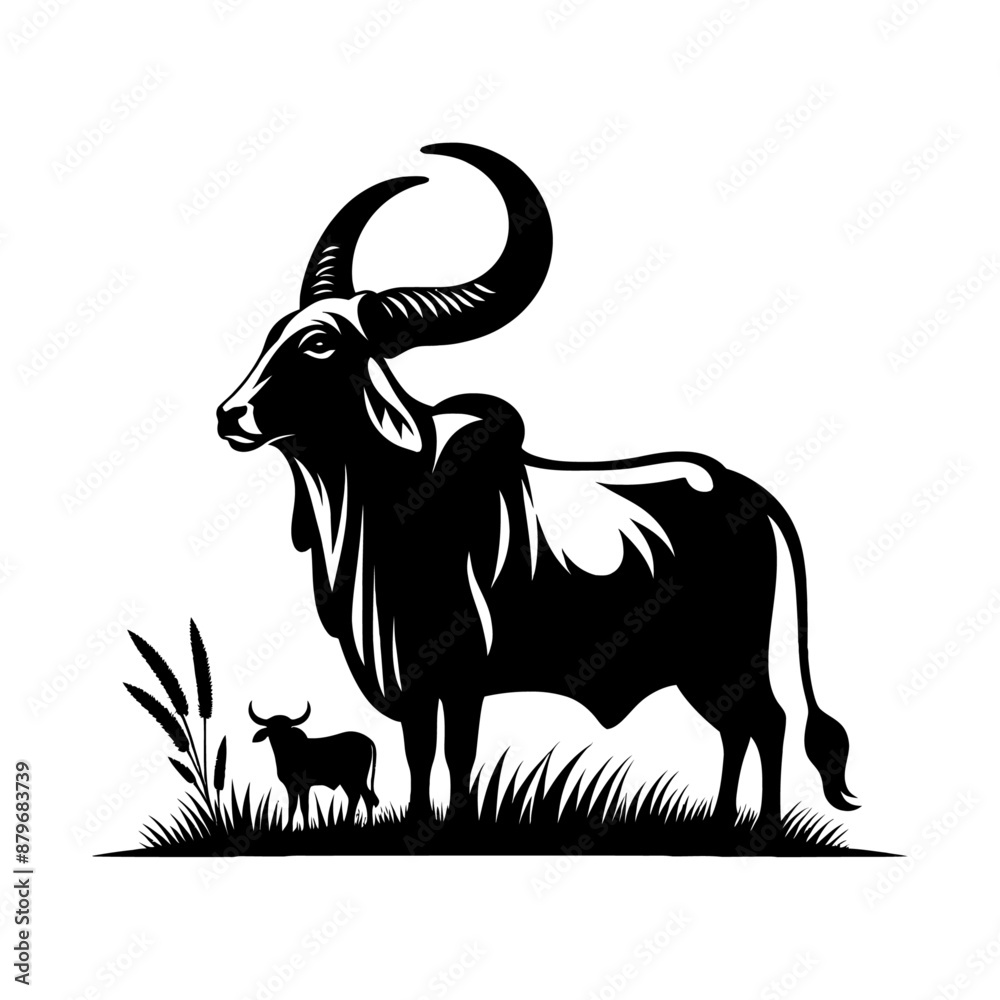 Fototapeta premium Cow silhouette vector
