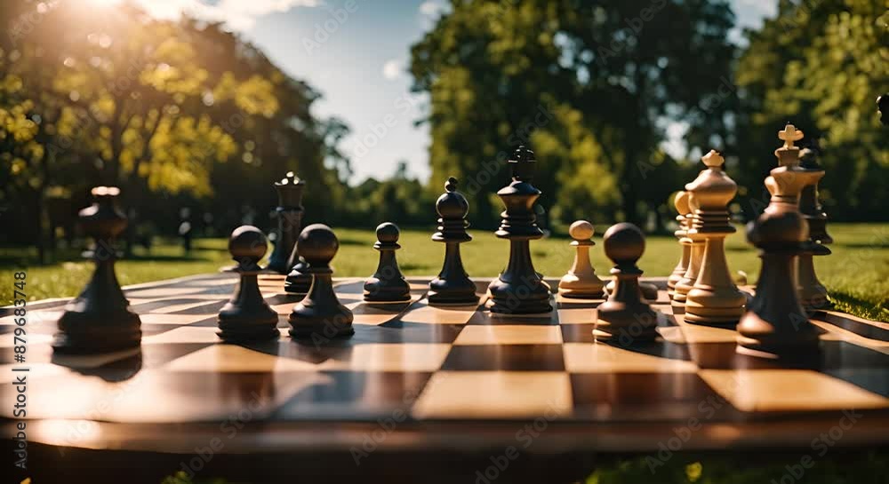 Chess board in the park.