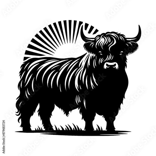 highland cow silhouette vector
