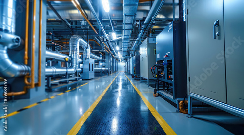 Energy Efficient equipment solutions for reduced consumption and cost at factory. Generative AI. photo
