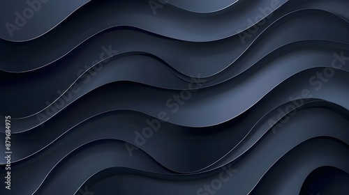 Abstract banner design with waves of dark blue paper. Beautifully wavy vector backdrop