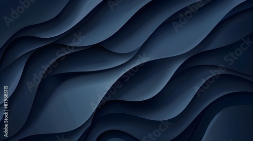 Abstract banner design with waves of dark blue paper. Beautifully wavy vector backdrop