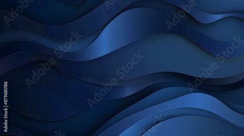 Abstract banner design with waves of dark blue paper. Beautifully wavy vector backdrop