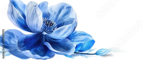 exquisite blue flower on a white background, a high-quality masterpiece perfect for floral and artistic-themed designs