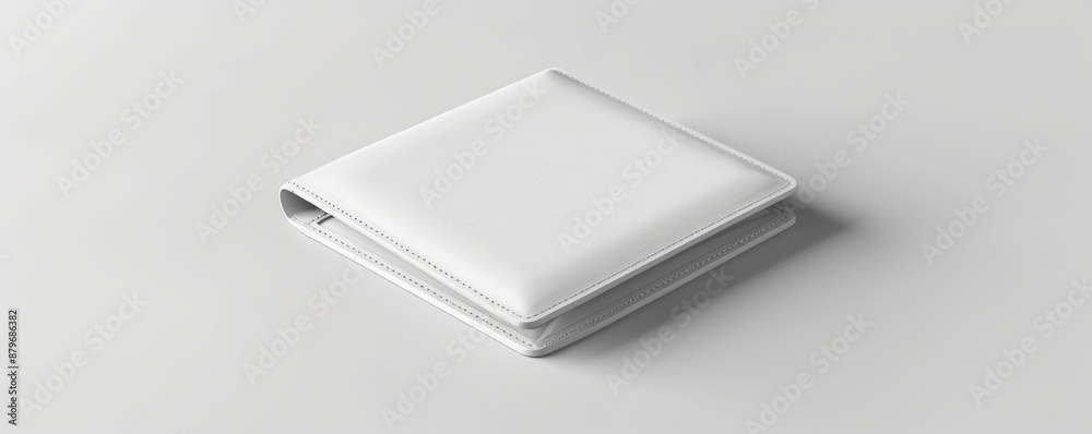 Isolated white wallet on white background mockup, 4K hyperrealistic photo Isolated white wallet on white background mockup, 4K hyperrealistic photo
