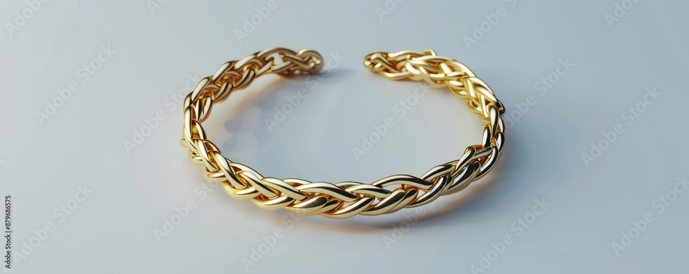 Isolated gold bracelet on white background mockup, 4K hyperrealistic photo Isolated gold bracelet on white background mockup, 4K hyperrealistic photo