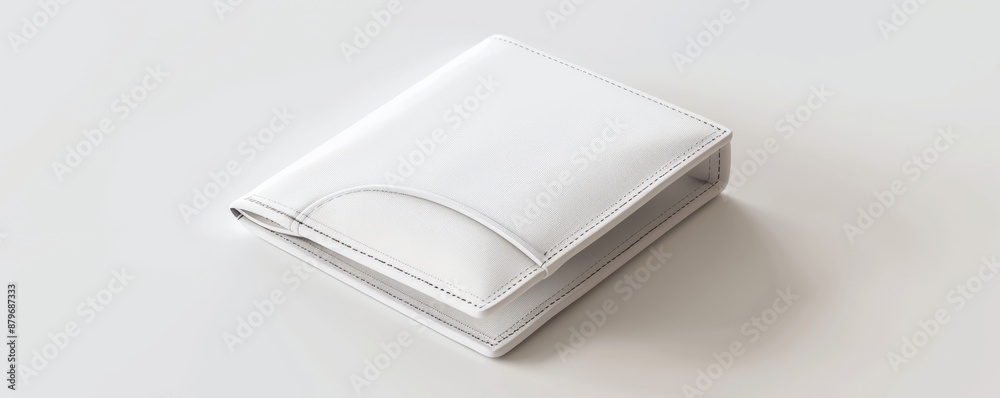 Isolated white wallet on white background mockup, 4K hyperrealistic photo Isolated white wallet on white background mockup, 4K hyperrealistic photo