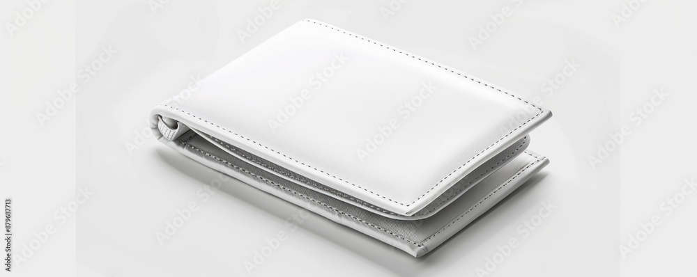Isolated white wallet on white background mockup, 4K hyperrealistic photo Isolated white wallet on white background mockup, 4K hyperrealistic photo