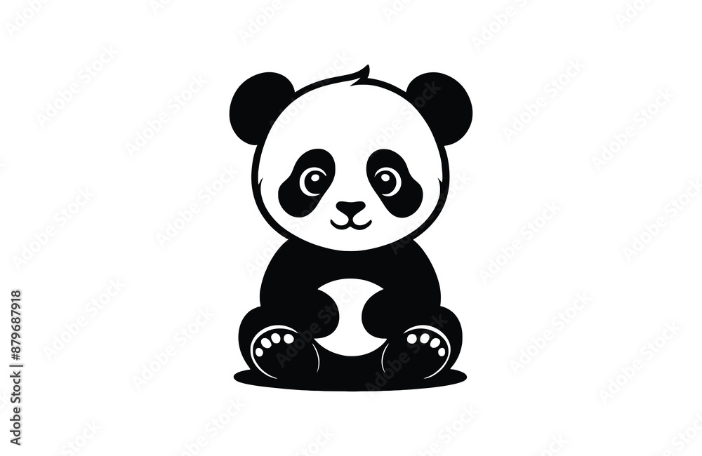 Naklejka premium Panda kid silhouette