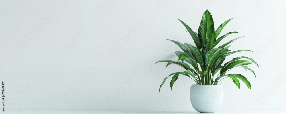 Isolated green plant in pot on white background mockup, 4K hyperrealistic photo