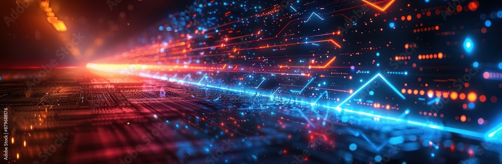 Abstract Neon Lightscape with Red and Blue Streaks Abstract Neon Lightscape with Red and Blue Streaks