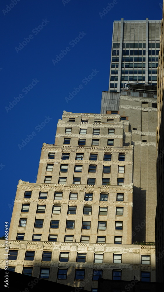 Obraz premium The beautiful New York city view with the colorful autumn trees and buildings as background in autumn