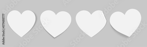 post-its hearts white tags realistic with shadow