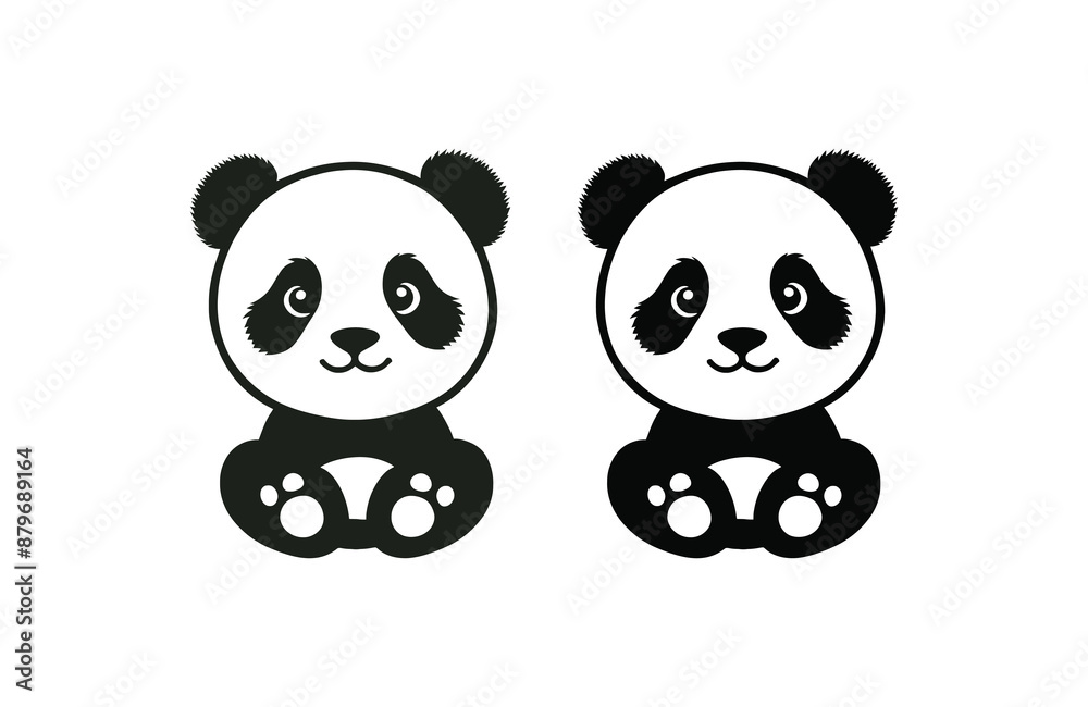 Panda kid silhouette vector illustration design