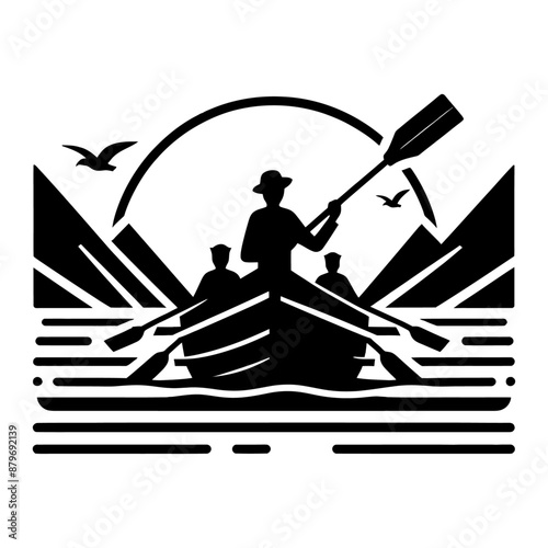 Wooden boat with human silhouette vector