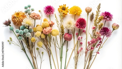 dried flowers, dried flowers on a white background