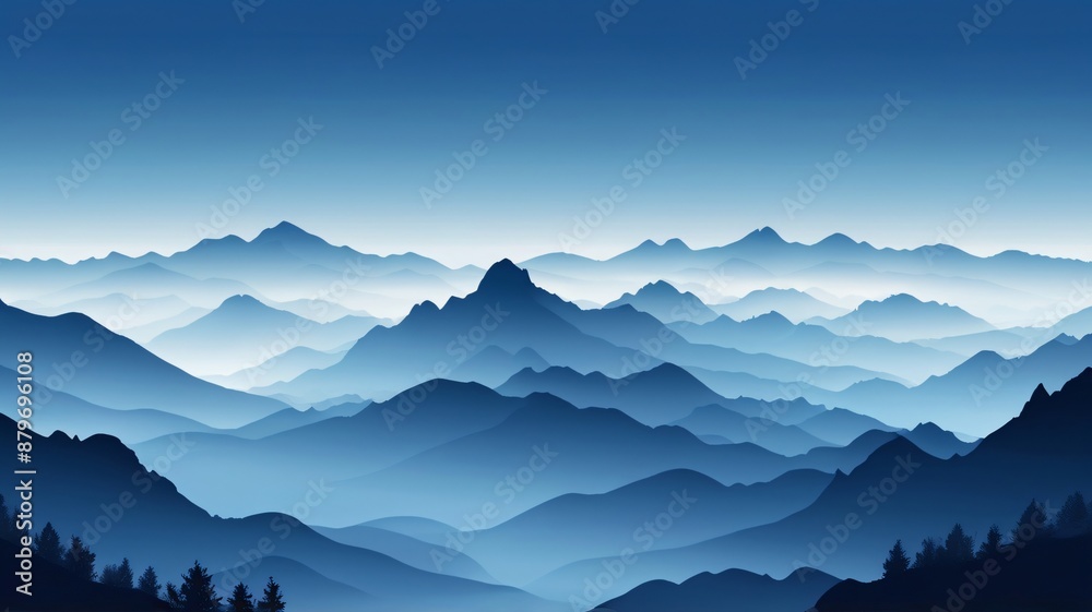 illustration beauty blue mountains background with foggy illustration beauty blue mountains background with foggy