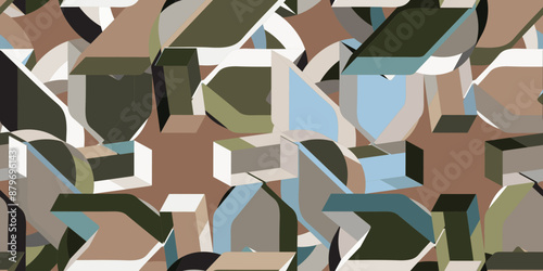 3d geometric seamless pattern background. Modern geometric texture design. Vector illustration. 