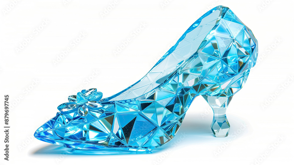 Obraz premium Princess Glass Slipper Isolated on White Background: Fairy Tale Fantasy, Magical Shoe