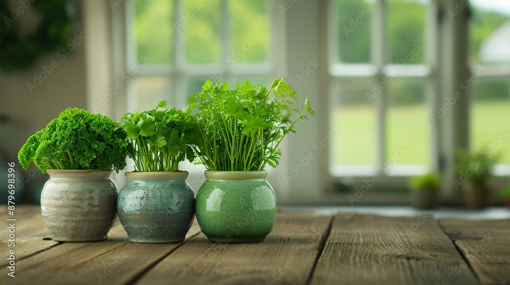 Herbs, assortment of fresh herbs in a rustic kitchen, vibrant greens Herbs, assortment of fresh herbs in a rustic kitchen, vibrant greens