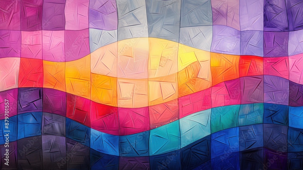 Wavy lines with vibrant colors and geometric patterns Wavy lines with vibrant colors and geometric patterns