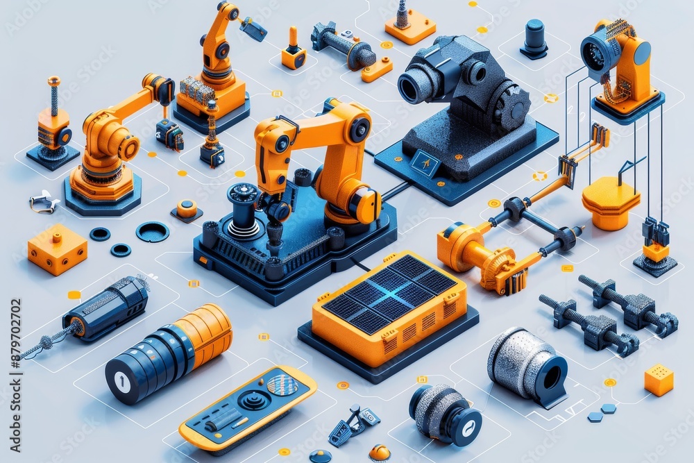 57 Three-dimensional AI icons for predictive maintenance, a minimalist composition 57 Three-dimensional AI icons for predictive maintenance, a minimalist composition