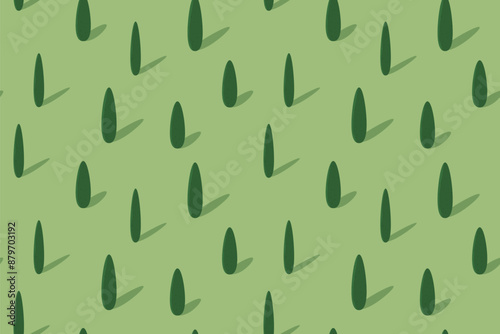 cypress trees seamless pattern, associated with tuscan, provance countryside-  vector illustration