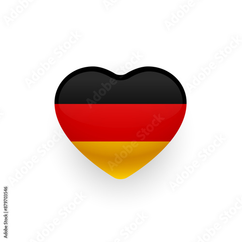 German flag shaped as heart icon design. National pride of Germany. Vector illustration.