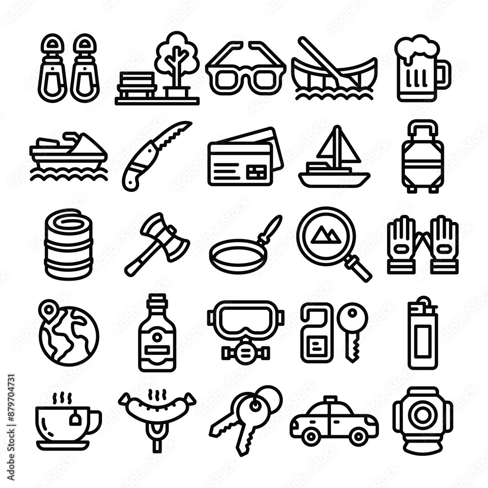 Fototapeta premium Adventure black outlined icon vector