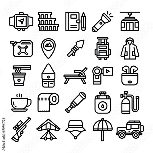 Adventure black outlined icon vector