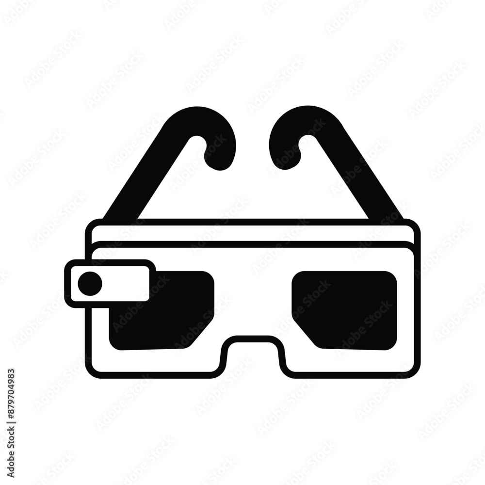 ar glasses glyph icon with white background vector stock illustration ar glasses glyph icon with white background vector stock illustration