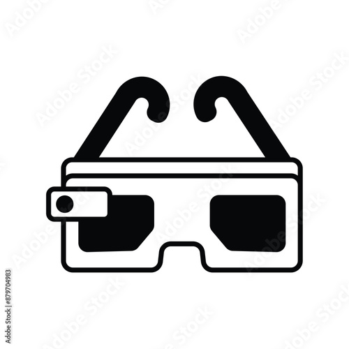 ar glasses glyph icon with white background vector stock illustration