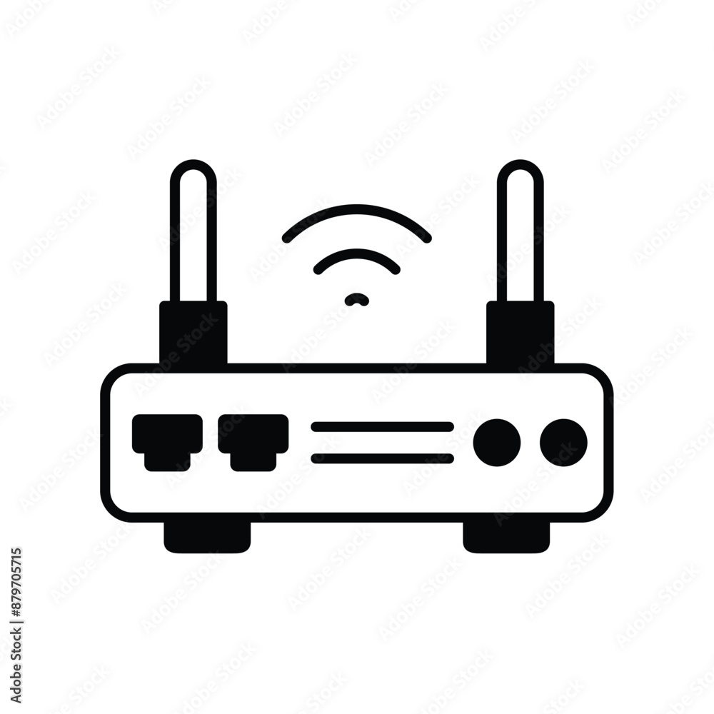 wireless router glyph icon with white background vector stock illustration wireless router glyph icon with white background vector stock illustration