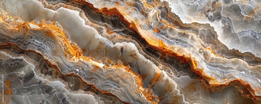 Obraz premium Smooth polished stone with natural patterns, 4K hyperrealistic photo