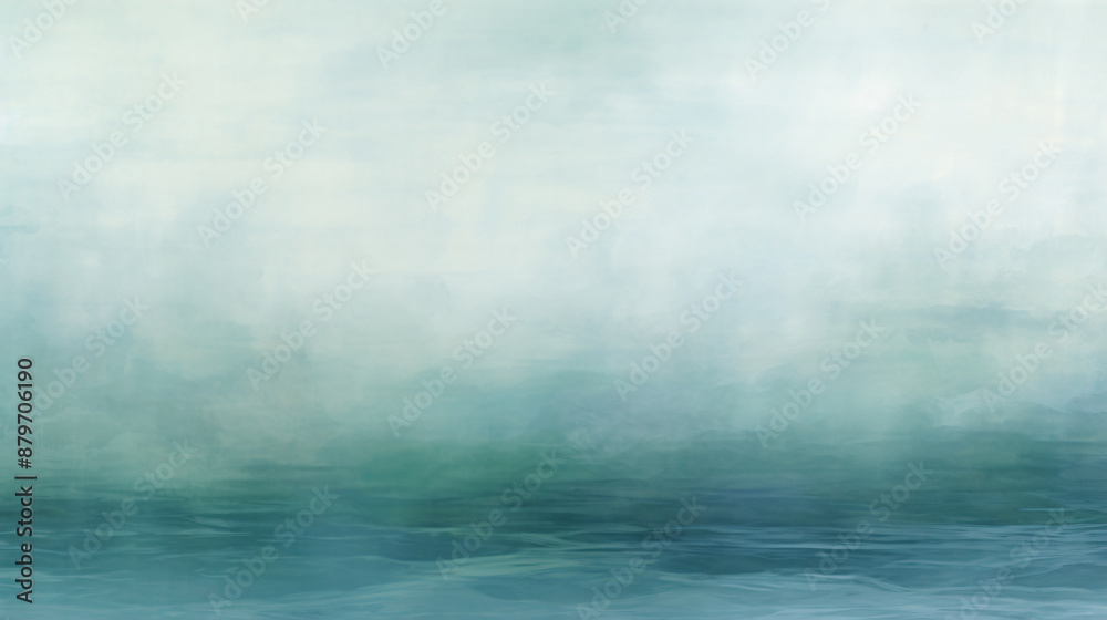 Fototapeta premium Abstract painting of a tranquil sea in soft muted blues and greens with a painterly textured finish.