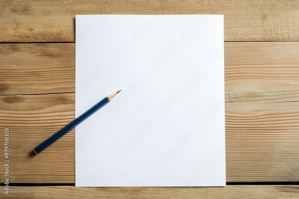A pencil is on a piece of white paper A pencil is on a piece of white paper