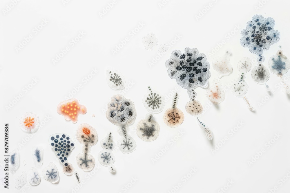 A illustration which showing the growth of bacterial colonies A illustration which showing the growth of bacterial colonies