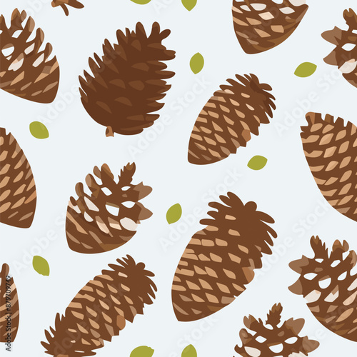 Pinecones Repeatable seamless pattern for fabrics or textile background