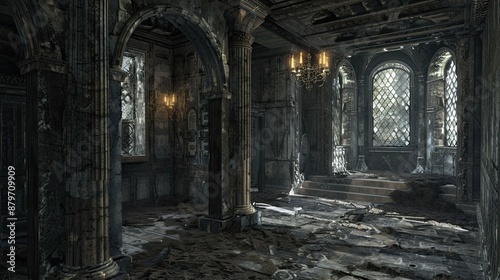 Untouched Antiquity Realms. AI generated art illustration.