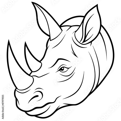 A Rhino head side view line art vector illustration. photo